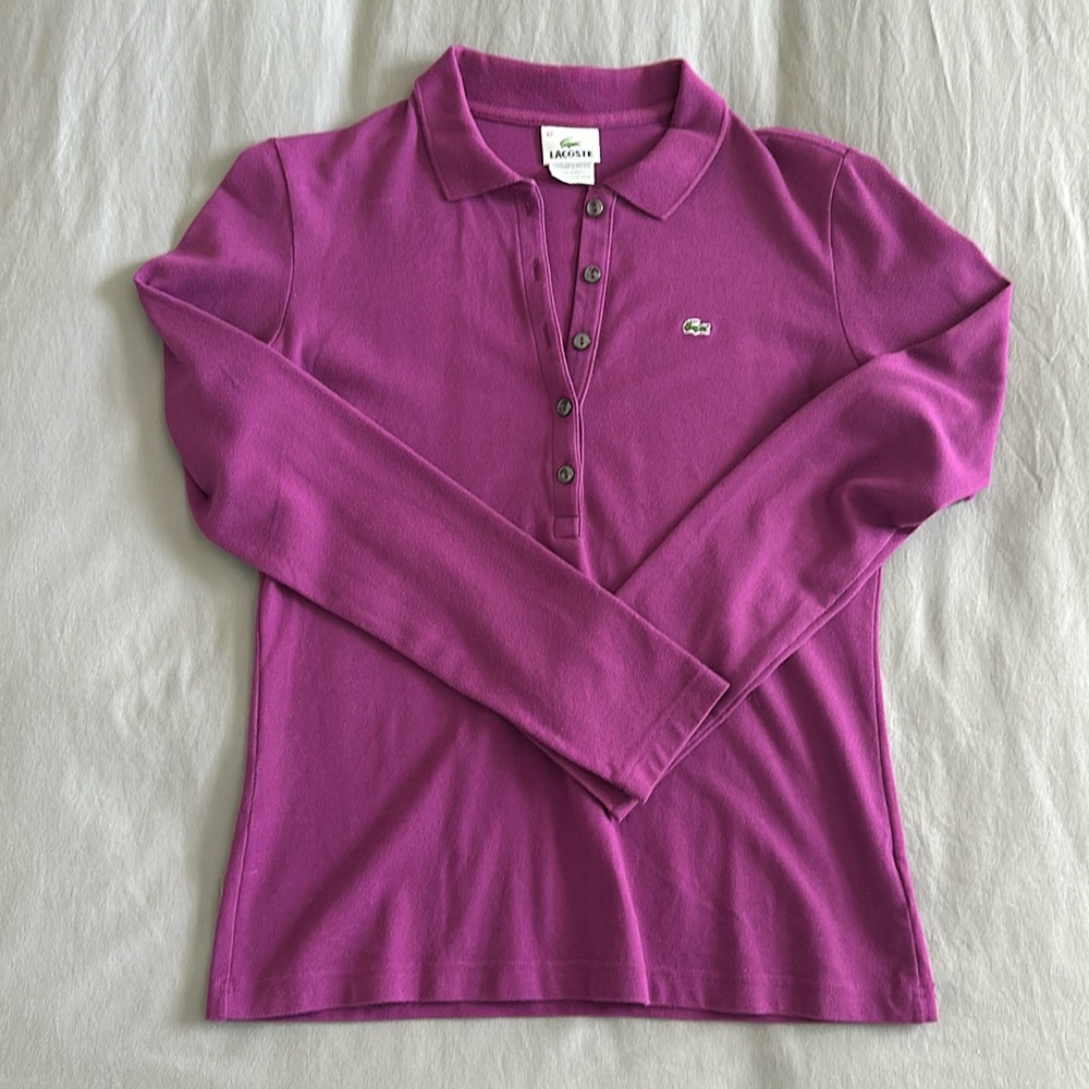 Lacoste purple long sleeve polo shirt, size 42